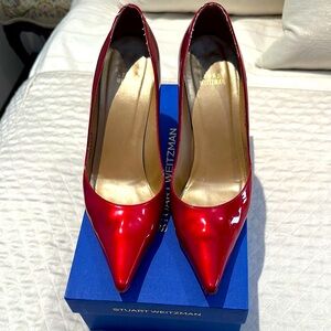 Stuart Weitzman red patent leather pumps 3 1/2 inch heel. Size 9.